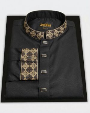 Home Minimal 42 Premium Black Cotton Panjabi | Soft & Comfortable Islamic Panjabi