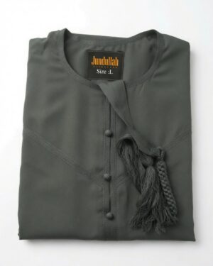Yemeni Jubba Thobe Grey-Green | Premium Arabic Fabric