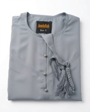 Premium Yemeni Jubba (Thobe) - Light Grey Blue | Arabic Fabric