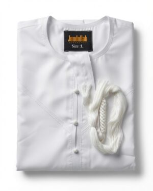 White Yemeni Jubba made from premium Arabic fabric for Muslim men